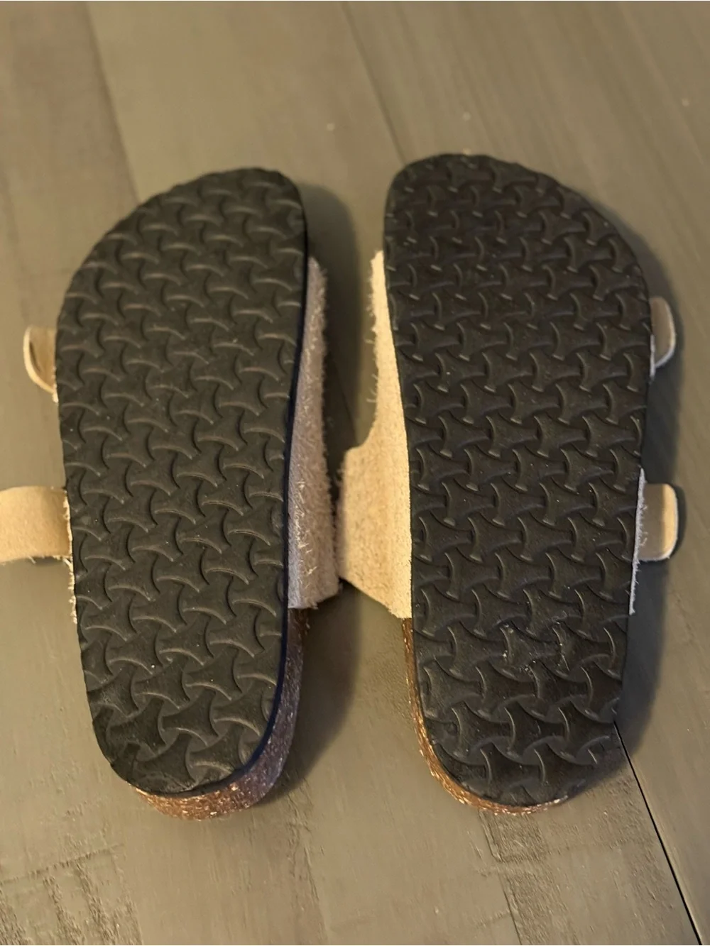 ZARA Men’s 7.5/8 Genuine Suede Leather Split Suede Double Strap Sandals in Beige